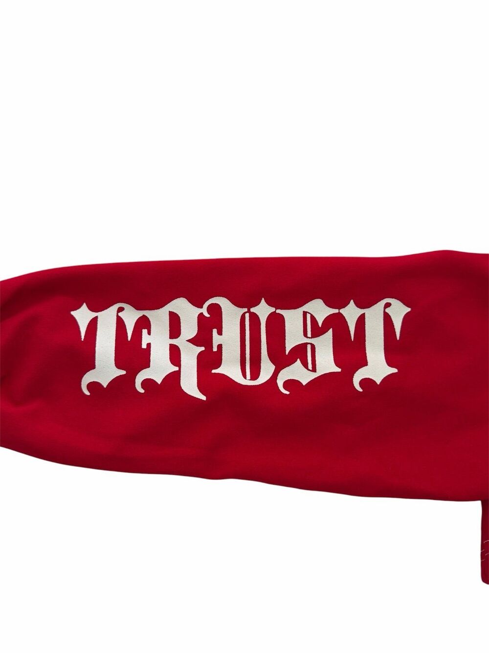Red Gothic Lettering Extreme Crop Pullover Size S - Picture 3 of 9